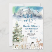 Invitation Arctic Animal Wild One Boy First Birthday (Devant)