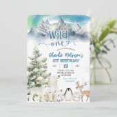 Invitation Arctic Animal Wild One Boy First Birthday (Debout devant)