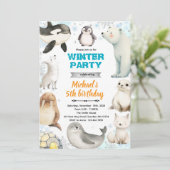 Invitation Arctic Animals theme invite (Debout devant)