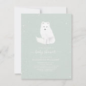 Invitation Arctic Fox Baby Boy Winter Snow Blue Baby shower I (Devant)