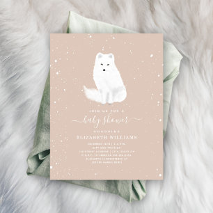 Invitation Arctic Fox neige rose bébé fille Baby shower d'hiv