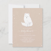 Invitation Arctic Fox neige rose bébé fille Baby shower d'hiv (Devant)