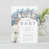 Invitation Arctic Friends Hiver Baby shower neutre (Debout devant)