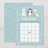 Invitation Arctic Winter Animaux Baby shower Bingo Jeu (Devant / Derrière)