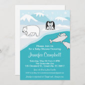 Invitation arctique de baby shower d'animaux (Devant / Derrière)
