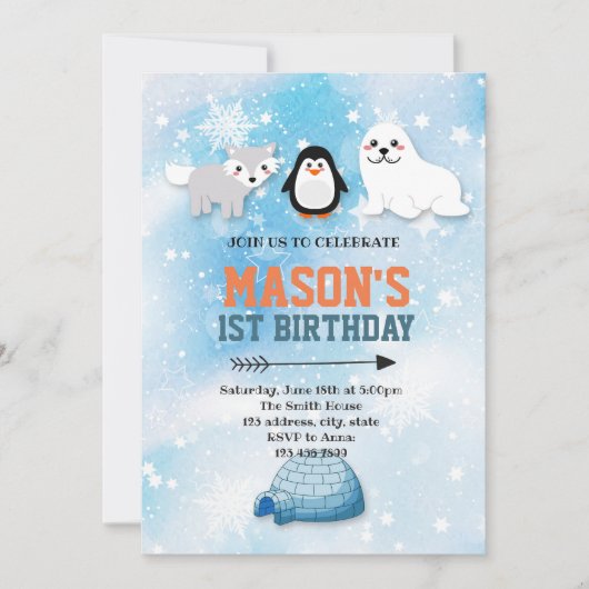 Invitation arctique de partie d'animaux (Devant)