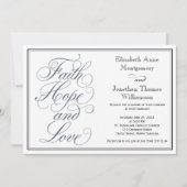 Invitation Ardoise Bleu Script Faith Hope & Love Mariage (Devant)