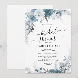 Invitation Ardoise Boho Dusty Bleu Neutre Fête des mariées Fl