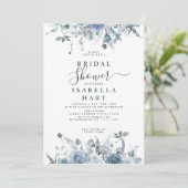 Invitation Ardoise Boho Dusty Blue Floral Pastel Fête des mar (Debout devant)