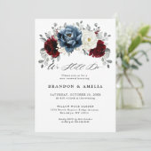 Invitation Ardoise Burgundy Blanc Ivory Floral Nous le faison (Debout devant)