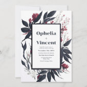 Invitation Ardoise Burgundy Blushing Bride Floral Mariage (Devant)