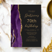 Invitation Ardoise d'agate d'or violet Script 70e anniversair