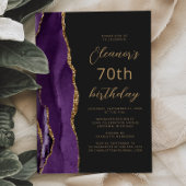 Invitation Ardoise d'agate d'or violet Script 70e anniversair