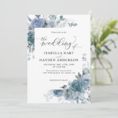 Invitation Ardoise Dusty Blue Boho Pastel Pampas Mariage Flor (Debout devant)