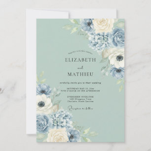 Invitation Ardoise Fleur Romantique Mariage Fleurissement