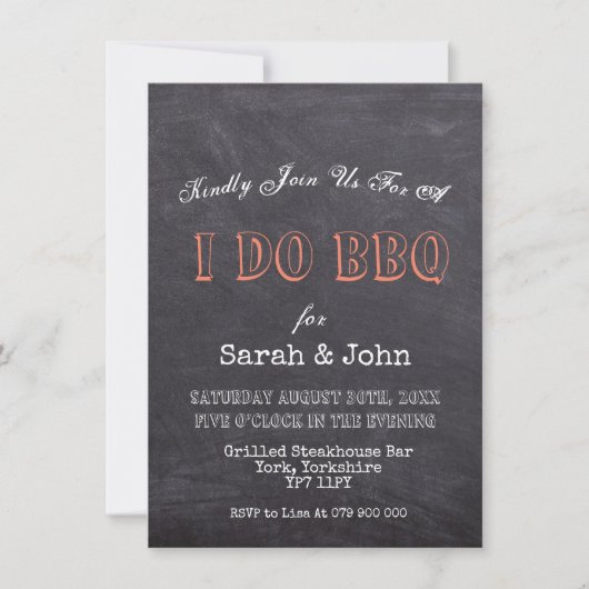 Invitation Ardoise Noire Rustique Je Fais du BBQ (Devant)