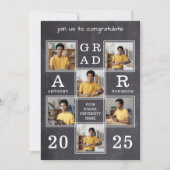 Invitation Ardoise rustique 6 Photo personnalisée Graduation  (Devant)