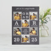 Invitation Ardoise rustique 6 Photo personnalisée Graduation  (Debout devant)