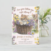 Invitation Are You Kitten Me Floral Pink Cat 2e Anniversaire (Debout devant)
