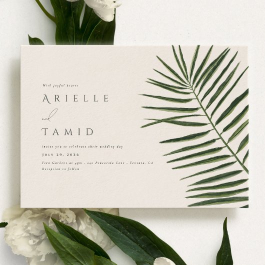 Invitation Areca Moderne Aquarelle Palm Mariage Paysage