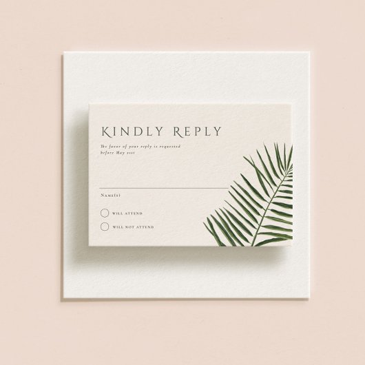 Invitation Areca Moderne Aquarelle Palm Wedding RSVP
