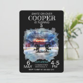 Invitation Arena aquarelle Thème de hockey Anniversaire (Debout devant)