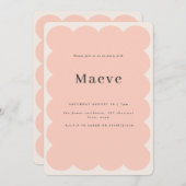 Invitation Arête ondulée minimaliste rose moderne (Devant / Derrière)