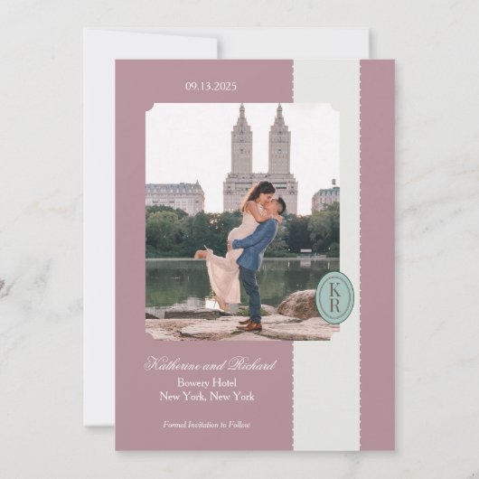 Invitation Arête rose À Pales Enregistrer La Date (Dos)