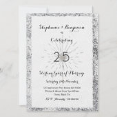 Invitation Argent 25e Anniversaire Paillettes Élégant Chic (Devant)