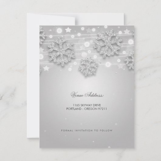 Invitation Argent 40e anniversaire Save Date Winter (Dos)