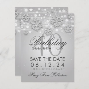 Invitation Argent 40e anniversaire Save Date Winter