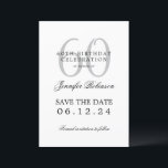 Invitation Argent 60th Birthday Save Date Détails<br><div class="desc">Design élégant "60th Birthday Party" avec un script de typographie formel,  nom personnalisé et texte de détails. Facile à utiliser et facile à personnaliser. Commandez aujourd'hui !</div>