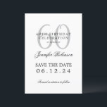 Invitation Argent 60th Birthday Save Date Détails<br><div class="desc">Design élégant "60th Birthday Party" avec un script de typographie formel,  nom personnalisé et texte de détails. Facile à utiliser et facile à personnaliser. Commandez aujourd'hui !</div>