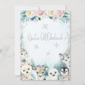 Invitation Argent Arctic Animaux Hiver Onederland Anniversair (Dos)