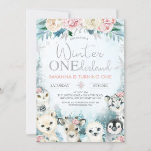 Invitation Argent Artique Animal Hiver Onederland Anniversair