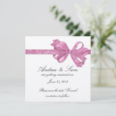 Invitation Argent avec ruban de cabot rose Enregistrer la dat (Debout devant)