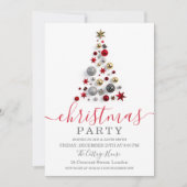 Invitation Argent Bauble Tree Parties scintillant de Noël (Devant)