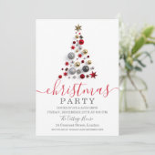 Invitation Argent Bauble Tree Parties scintillant de Noël (Debout devant)