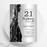 Invitation Argent Black Agate 21e anniversaire<br><div class="desc">Gate noir et argent 21e anniversaire invitation de fête. Design élégant et moderne avec arrière - plan de géométrie en marbre de pierre de pierre, faux parties scintillant argent et typographie script. Carte invitation branchée parfaite pour une célébration anniversaire féminine élégante. Invitations Zazzle imprimées ou téléchargement instantané modèle imprimable numérique....</div>