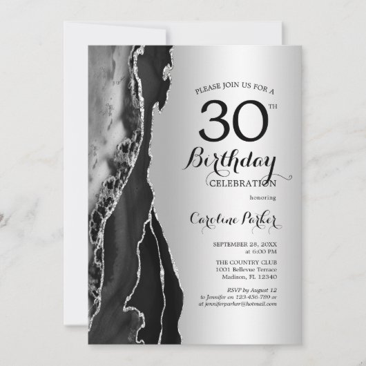 Invitation Argent Black Agate 30e anniversaire (Devant)
