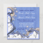 Invitation Argent blanc bleu de mariage de plage (Dos)