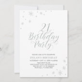 Invitation Argent & Blanc | Fête d'anniversaire 21 ans chic m (Devant)