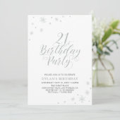 Invitation Argent & Blanc | Fête d'anniversaire 21 ans chic m (Debout devant)