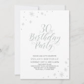 Invitation Argent & Blanc | Fête d'anniversaire moderne et ch (Devant)