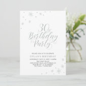 Invitation Argent & Blanc | Fête d'anniversaire moderne et ch (Debout devant)