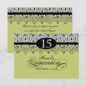 Invitation Argent blanc noir 15ème Quinceanera de regard de (Devant / Derrière)