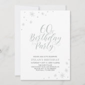 Invitation Argent & Blanc | Soirée chic moderne pour 60 ans (Devant)