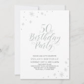 Invitation Argent & Blanc | Soirée d'anniversaire chic et mod (Devant)
