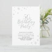 Invitation Argent & Blanc | Soirée d'anniversaire chic et mod (Debout devant)