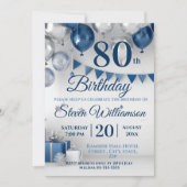 Invitation Argent bleu 80e anniversaire (Devant)
